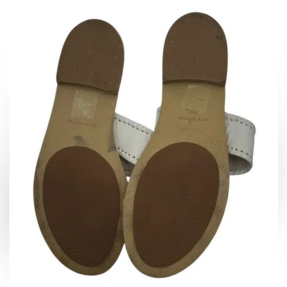 Jack Rogers Floral Cutwork Double Strap Sandals Flat Leather Palm Beach Style 9M - Picture 5 of 6